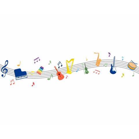 Adesivo de Parede Infantil Instrumentos Coloridos - Música Adesivos Primeiro Quarto Azul