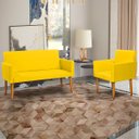 Ver imagem 1 de Kit Namoradeira Decorativa Para Sala Nina + Poltrona Para Recepção Manicure Suede