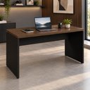 Ver imagem 1 de Mesa Escritório 150cm x 60 cm Escrivaninha 40mm Pés Painel Cor:Nogal Málaga com Preto