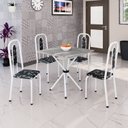 Ver imagem 1 de Mesa de Jantar com Kit 4 Cadeiras Madeira Lívia Preto Branca
