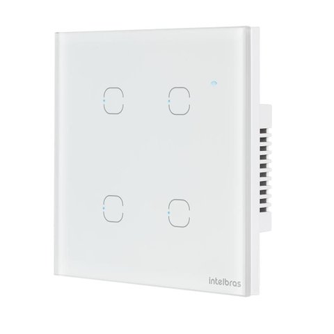 Interruptor Touch Smart Wifi 4 Teclas Ews 1004 com Alexa Branco Intelbras