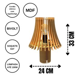Abajur de Mesa em MDF - Cor: Preta - 3