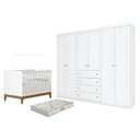 Ver imagem 1 de Berço Americano Flip Branco Acetinado Reller e Guarda Roupa Casal Americano 6 Portas Branco Hp e Col