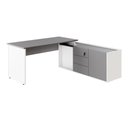 Ver imagem 5 de Mesa em L para Escritório com Armário Lateral Mesa em L Diretor 180cm Cinza Sagrado com Branco F5