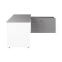 Ver mais imagens de Mesa em L para Escritório com Armário Lateral Mesa em L Diretor 180cm Cinza Sagrado com Branco F5