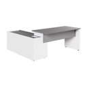Ver imagem 2 de Mesa em L para Escritório com Armário Lateral Mesa em L Diretor 180cm Cinza Sagrado com Branco F5