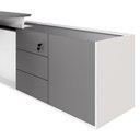 Ver imagem 4 de Mesa em L para Escritório com Armário Lateral Mesa em L Diretor 180cm Cinza Sagrado com Branco F5