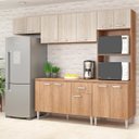 Ver imagem 1 de Cozinha Modulada Pequena Balcão Tampo Max 262 Cm Armário Nicho Forno Mdp Carvalho Blanche - Clicklar