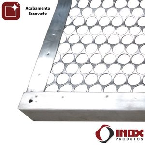 Grelha Inox com Tela Moeda - Modelo 03 - Inox 430 - 50x25x2,5 Cm