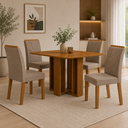 Ver imagem 1 de Conjunto Sala de Jantar Mesa Amanda 4 Cadeiras Miami Yescasa Marrom/Cinamomo/Camurça