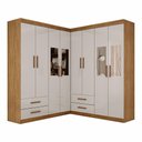Ver imagem 3 de Closet Casal Duplo Lu 8 Portas 4 Gavetas com Espelho Cinamomo com Off White