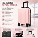 Ver mais imagens de Mala Bordo 10kg Viagem Aviao ABS Anac Rigida Cadeado Embutido Anti Furto 4 Rodas 360 Graus Rosa