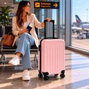 Ver imagem 2 de Mala Bordo 10kg Viagem Aviao ABS Anac Rigida Cadeado Embutido Anti Furto 4 Rodas 360 Graus Rosa