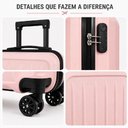 Ver imagem 4 de Mala Bordo 10kg Viagem Aviao ABS Anac Rigida Cadeado Embutido Anti Furto 4 Rodas 360 Graus Rosa