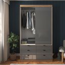 Ver imagem 4 de Guarda-roupa com Espelho, 2 Portas de Correr e 6 Gavetas Gautama Cinza Grafite