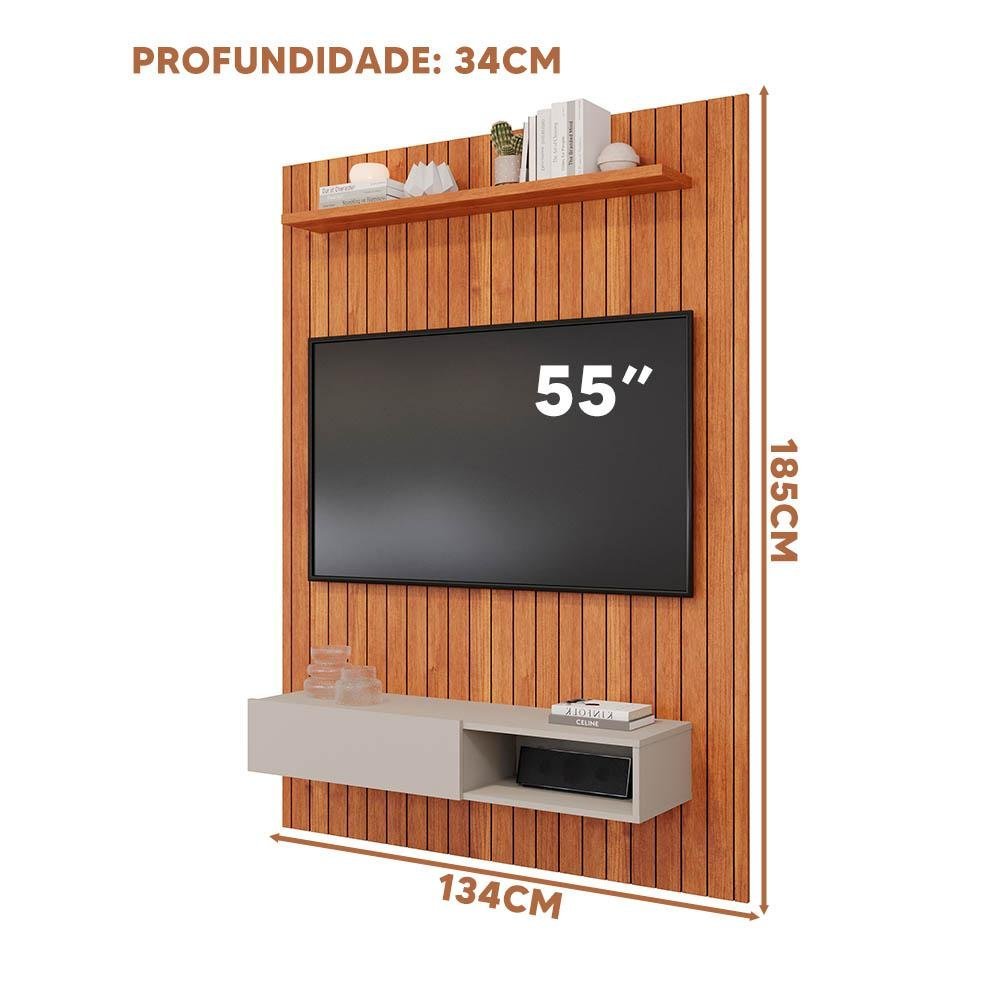 Painel Ripado para Tv até 55 Polegadas Cinamomo Off White Caravelas 1.4 Permóbili - 4