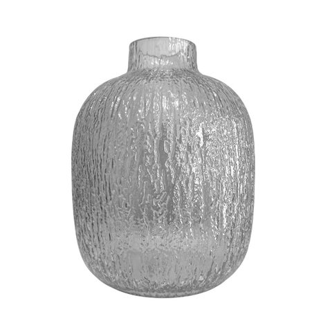 Vaso em Vidro Texturizado com Gargalo 23cm Decorativo