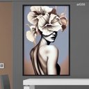 Ver imagem 2 de Quadro Decorativo - Mulher Flor Arte e Moda Abstrata Art059 - Vidro com Impressão Uv - 80x60cm