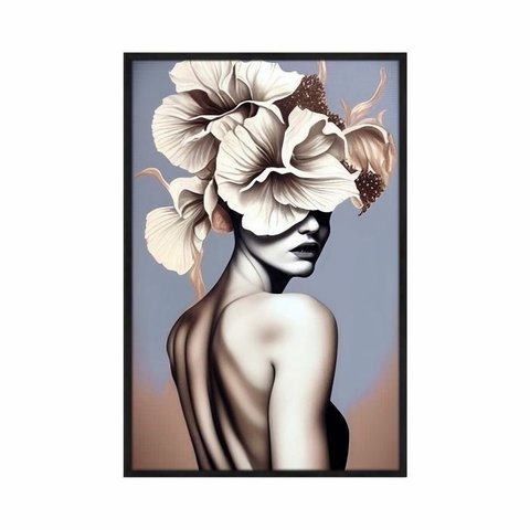 Quadro Decorativo - Mulher Flor Arte e Moda Abstrata Art059 - Vidro com Impressão Uv - 80x60cm