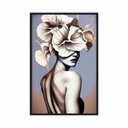 Ver imagem 1 de Quadro Decorativo - Mulher Flor Arte e Moda Abstrata Art059 - Vidro com Impressão Uv - 80x60cm