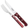 Conjunto de 12 Talheres de Aço Inoxidável com Cabos de Madeira Polywood Tramontina Vermelho - 2