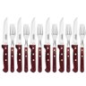 Conjunto de 12 Talheres de Aço Inoxidável com Cabos de Madeira Polywood Tramontina Vermelho - 1