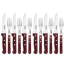 Ver imagem 1 de Conjunto de 12 Talheres de Aço Inoxidável com Cabos de Madeira Polywood Tramontina Vermelho