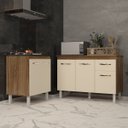 Ver imagem 3 de Balcão Para Cooktop 5 Bocas Fran e Armário Aline 118 cm Cozinha Gabinete Savana Off White com Tampo