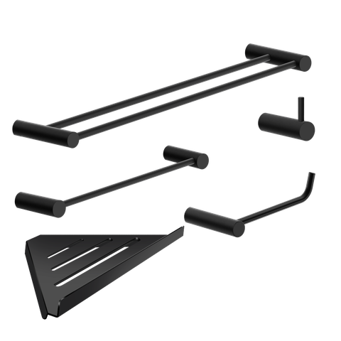 Kit de Acessórios para Banheiro Preto Fosco 5 Peças 2160or Grego Metal