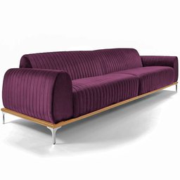 Sofá Molino 3 Lugares 210cm Pés Alumínio Veludo Roxo - Nexta Casa - 1
