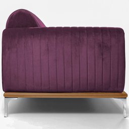 Sofá Molino 3 Lugares 210cm Pés Alumínio Veludo Roxo - Nexta Casa - 7