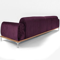 Sofá Molino 3 Lugares 210cm Pés Alumínio Veludo Roxo - Nexta Casa - 6