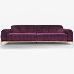 Sofá Molino 3 Lugares 210cm Pés Alumínio Veludo Roxo - Nexta Casa - 5