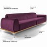 Sofá Molino 3 Lugares 210cm Pés Alumínio Veludo Roxo - Nexta Casa - 2
