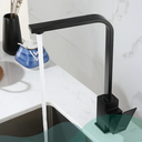 Ver imagem 4 de Torneira Monocomando Misturador Bancada Banheiro Cozinha Modelo Quadrada Slim Alta Preta c/ Giro 360