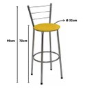 Ver imagem 2 de Kit 3 Banquetas Altas Cromada com Encosto Assento Amarelo