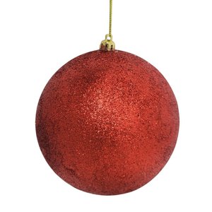 Conjunto 2 Bolas de Natal Vermelhas Glitter Luxo 12cm com Cordão para Pendurar