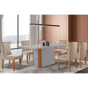 Ver imagem 1 de Conjunto Sala de Jantar Pietá C/ Tampo Madeirado C/ Vidro Canto Curvo 180x90cm e 6 Cadeiras Dafne