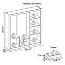 Ver imagem 3 de Guarda Roupa Casal 3 Portas 4 Gavetas com 8 Pés Branco Glass