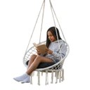Ver imagem 1 de Cadeira Balanço Suspenso Rede Almofada Decoraçao Casa Jardim Varanda Sacada Quintal Leitura Descanso