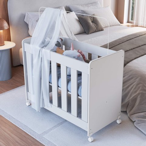 Mini Berço Multifuncional Evolutivo 4 em 1 com Colchão Bb041 Completa Móveis
