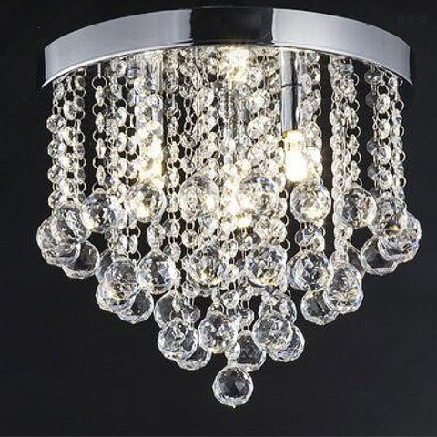 Lustre para Sala Quarto de Cristal Legítimo K9 Redondo Base Inox 25 Cm de Diâmetro