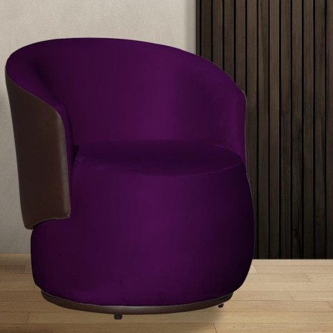 Poltrona Organica Beatriz Veludo Roxo C/ Composê Corano Marrom - Lm Decor