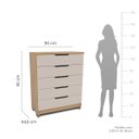 Ver imagem 3 de Cômoda Barcelona em MDF 90x112cm 5 Gavetas Carvalho/Off White 250712