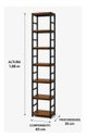 Ver imagem 4 de Estante Multiuso Organizador Livreiro Estilo Industrial 180x40 Preto Imbuia