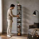 Ver imagem 3 de Estante Multiuso Organizador Livreiro Estilo Industrial 180x40 Preto Imbuia