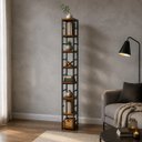 Ver imagem 1 de Estante Multiuso Organizador Livreiro Estilo Industrial 180x40 Preto Imbuia