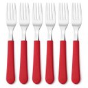 Ver imagem 1 de Kit 6 Garfos de Sobremesa Tramontina Leme Inox Cabo Vermelho