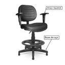 Ver imagem 2 de Cadeira Caixa Executiva Costurada c/ Braços Reguláveis - Base Pmd - Cor Preto - 35027