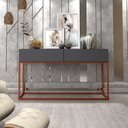 Ver imagem 1 de Aparador Buffet Cinza Fosco Estilo Industrial Eros 1,10mts 2 Gavetas com Base de Ferro Cobre Luxo